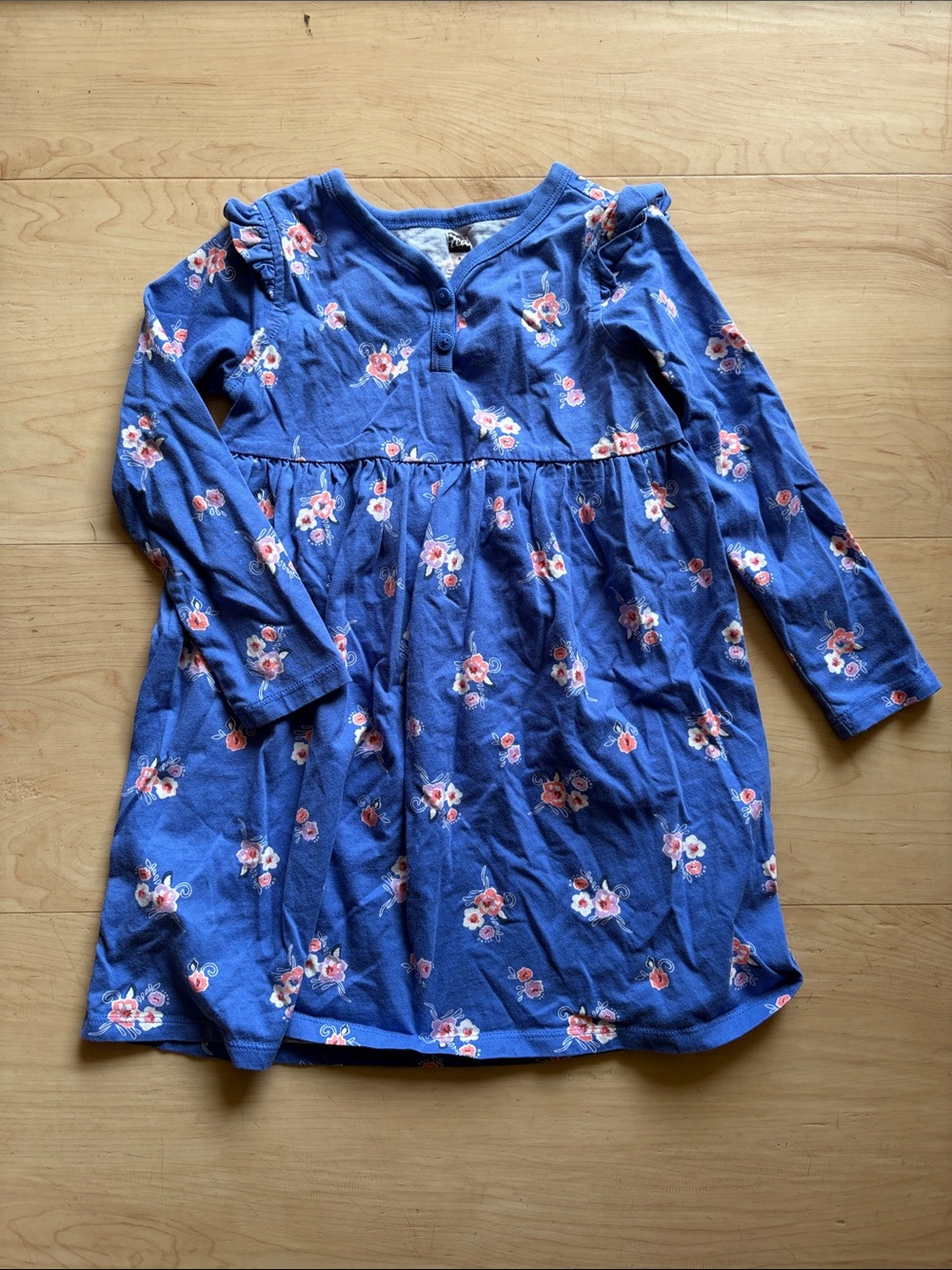 Tea Collection Royal Blue Floral Long-Sleeve Girls Dress